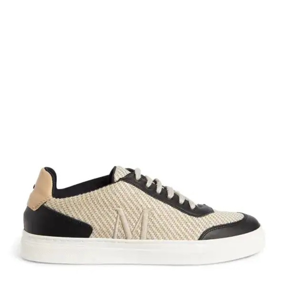 MaxMara Stylish Black and Tan leather and raffia effect  Sneakers